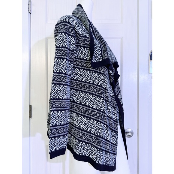 Moving Sale!! EUC Anthro  Skies Are Blue Drape Front Cardigan Sweatr B&W Small - Picture 4 of 12